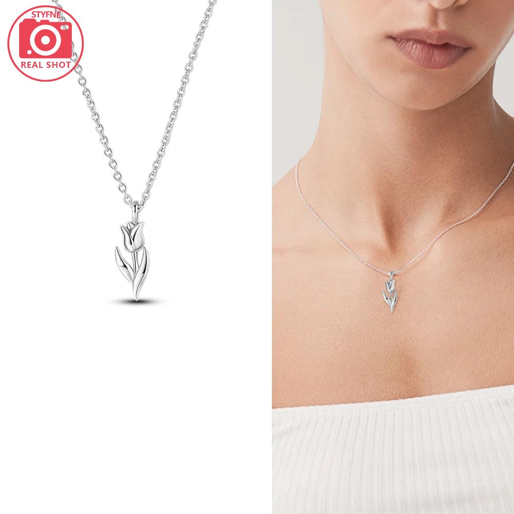 Authentic Purple Iris Flower Necklaces Sunflower Fourleaf Shamrock Pendant copper Necklaces Women Jewellery Fine Anniversary Gift