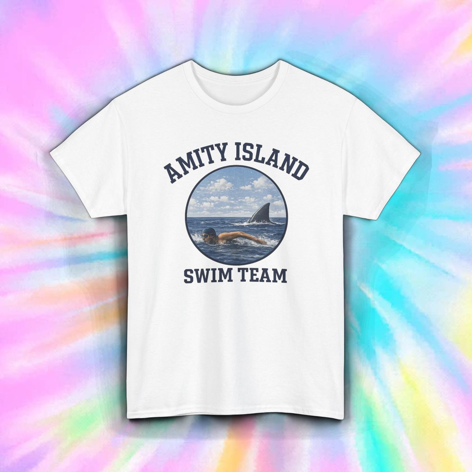 Amity Island Swim Team Funny Shark Movie Parody Beach Shirt S-5XL XXXXL