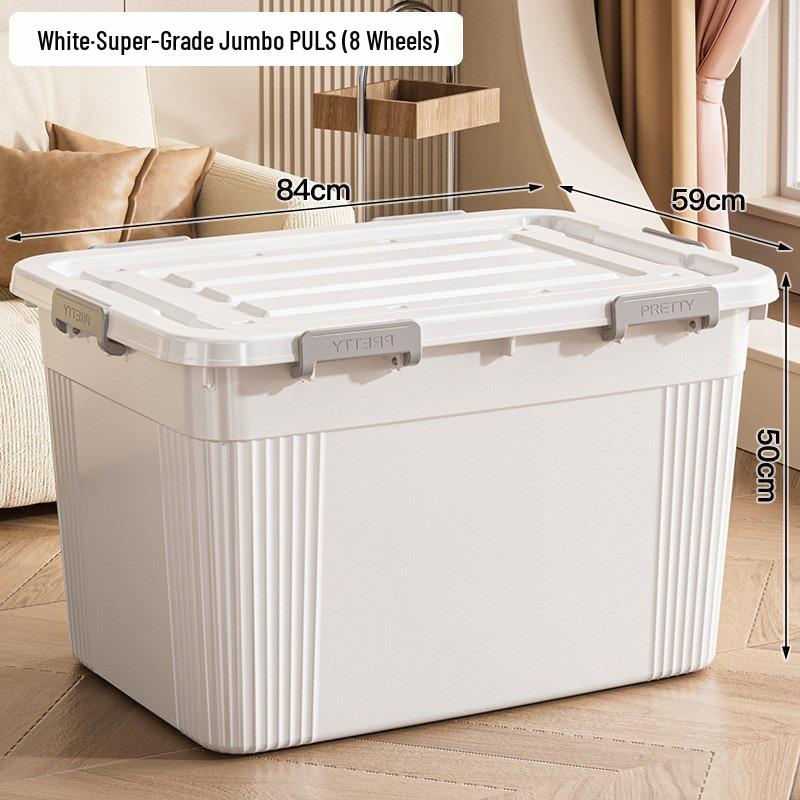 Extra Large Plastic Storage Box with Wheels for Toys, Snacks, Clothes - Thickened Container for Living Room & Bedroom