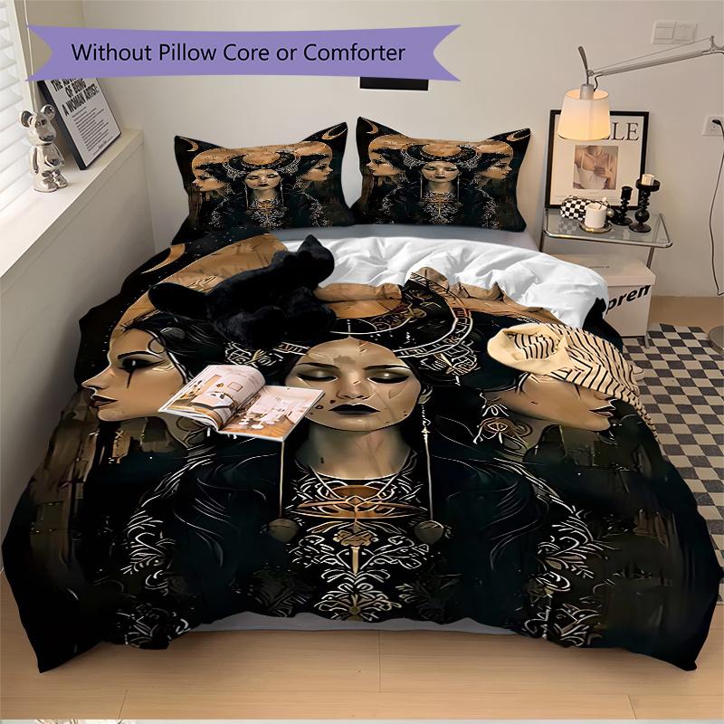 3-teiliges Anime-Cartoon-Design Mondgöttin Bettwäsche-Set - Enthält eine Bettdecke und zwei Kissenbezüge (Kein Kern) - Perfekt für Schlafzimmer- und Gästezimmerdekoration
