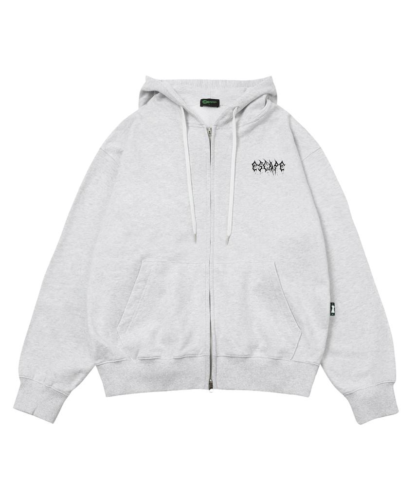 Escapefrom Thornbush Butterfly Print Two-Way Zip-Up Hoodie White Melange