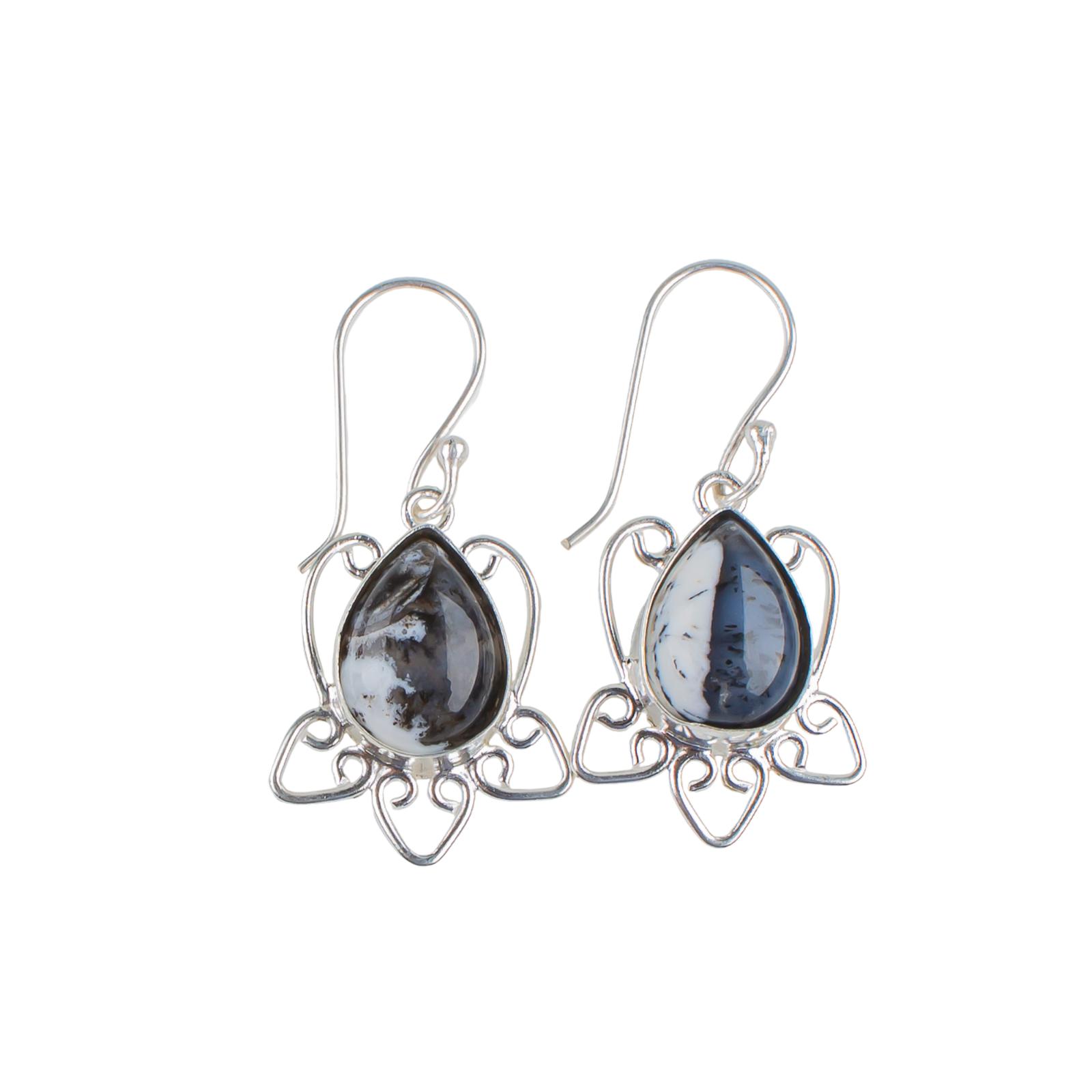 

Natural Dendritic Opal Gemstone 925 Sterling Silver pretty Jewelry Earrings EE-40-21