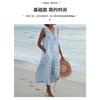 Solid Color V Neck Sleeveless Loose Waist Long Dress Women Casual Commute Vacation