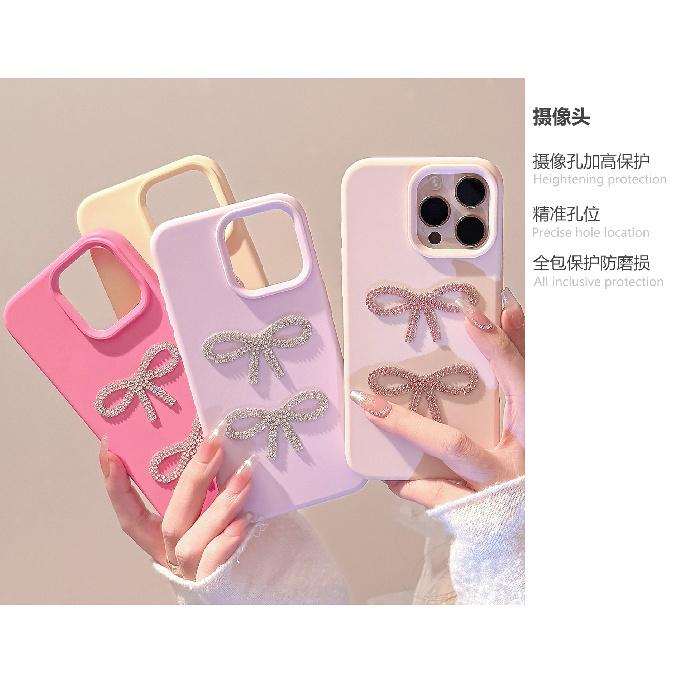 3D Sparkling Diamond Bow Phone Case17Apple16Light Luxury iphone14promax Applicable13Advanced Sense11