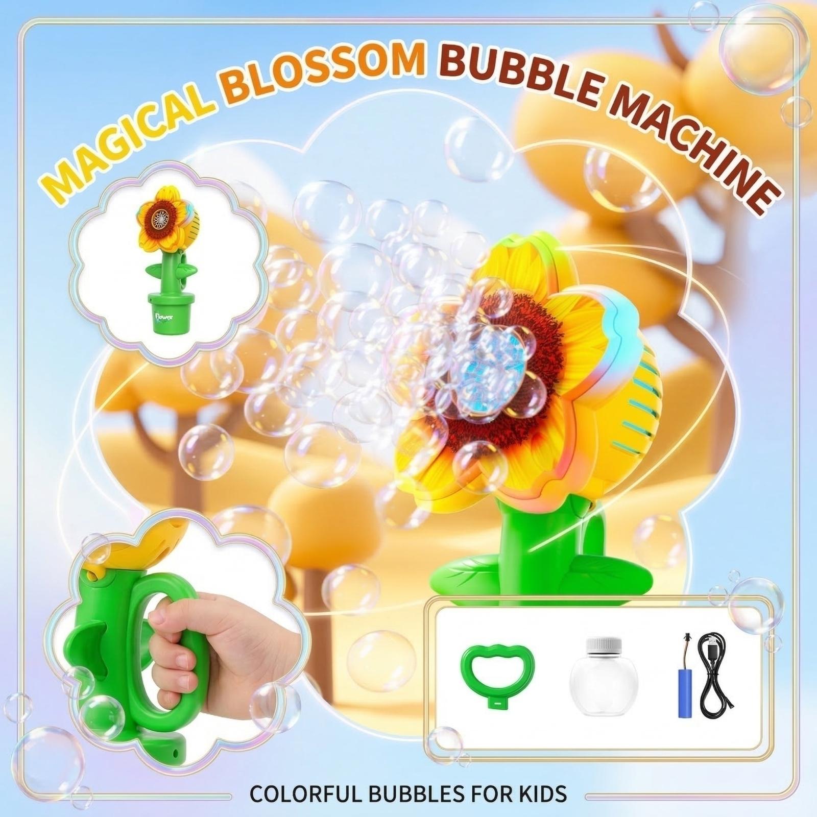 

30ml Car-Mounted Sunflower Bubble Machine — Electric, Swinging, And Light-Up — The Bubble Toy For Kids One Size