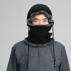Women Men Thickening Knitted Warm Fleece Lining Scarf Conjoined Cap for Autumn Winter
