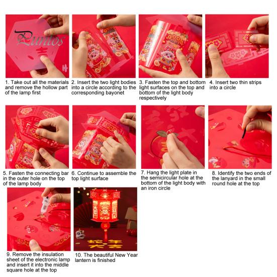 Laternen-Set zum Jahr der Schlange mit Stange für Kinder, tragbar, DIY, handgefertigt, Cartoon-Schlangen-LED-Laterne, Dekoration für das chinesische Neujahr, Frühlingsfest