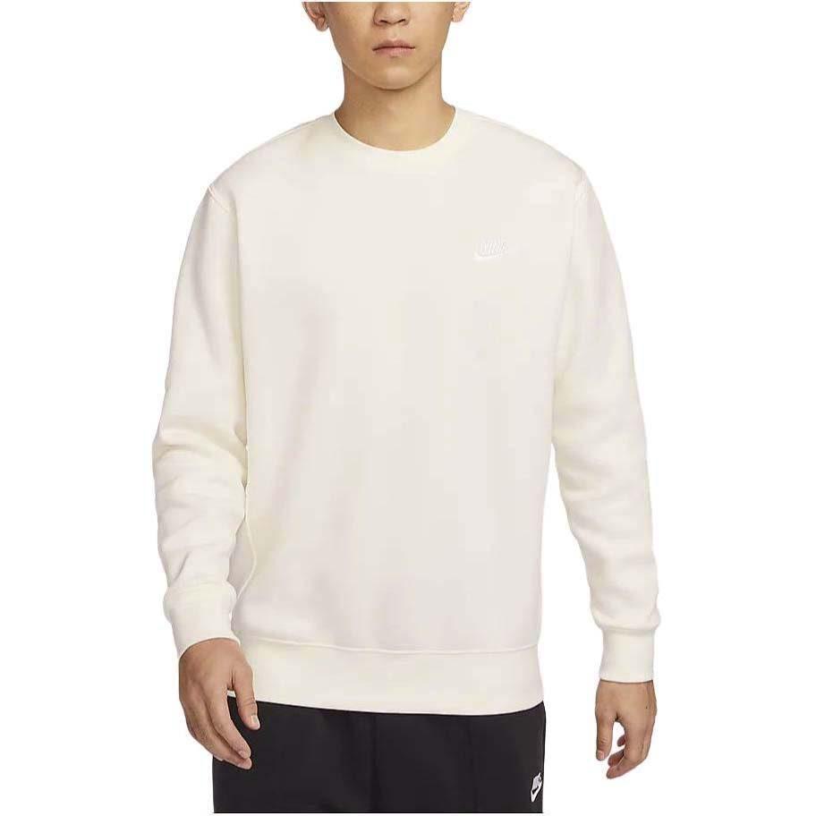 Nike Sportswear Club Fleece Solid Color Crew Neck Casual Fleece Lined Without Hood Sweatshirt Men's Sail White BV2663-133