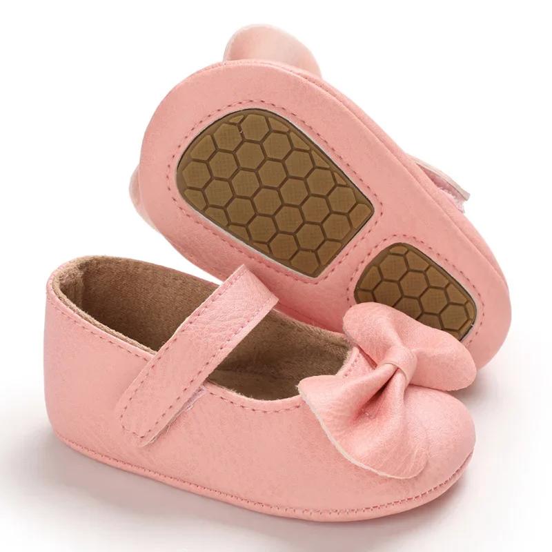 0-18 Měsíců Dívka Princeznovské Boty Svršek PU Protiskluzová Gumová Podrážka Roztomilá Mašlička Protiskluzová Obuv