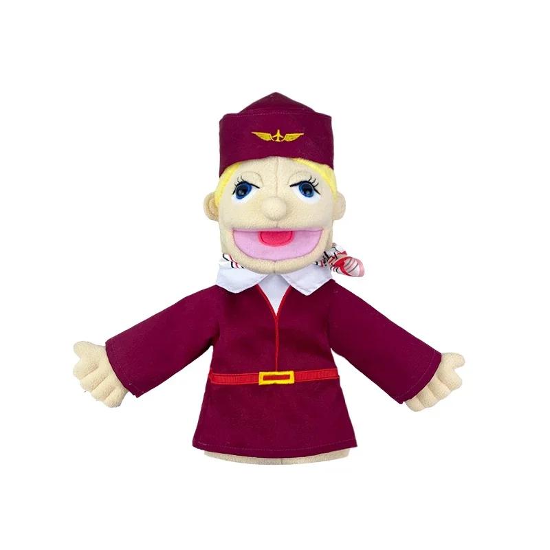 Simulation Dessin Animé Série Profession Poupée Peluche Grande Marionnette à Main Docteur Policier Infirmière Enseignant Poupée de Métier Ventriloquie