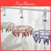 Durable Plastic Circular Clothes Drying Rack With 24 Clips For Socks And Underwear