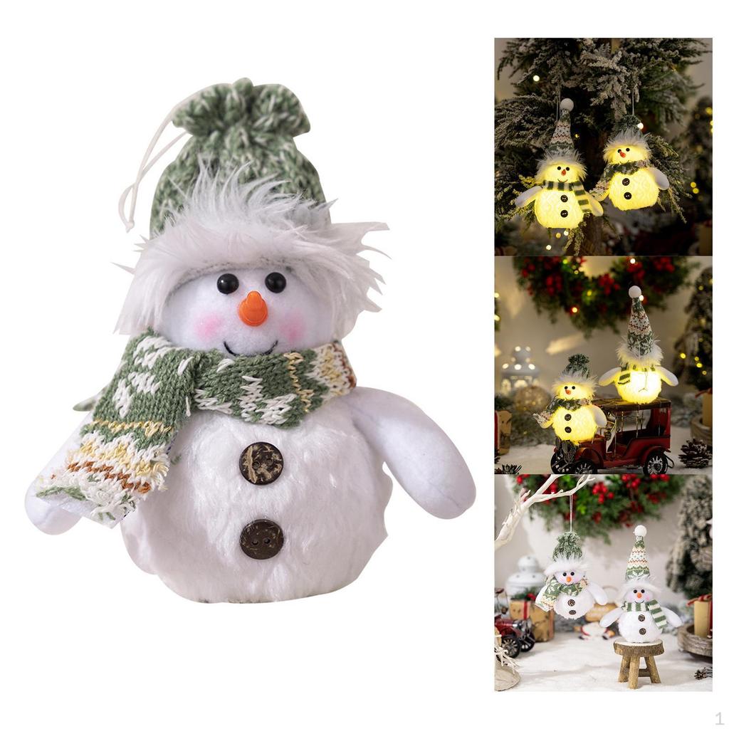Illuminated Holiday Plush Toy Snowman Figurine for Indoor Decoration