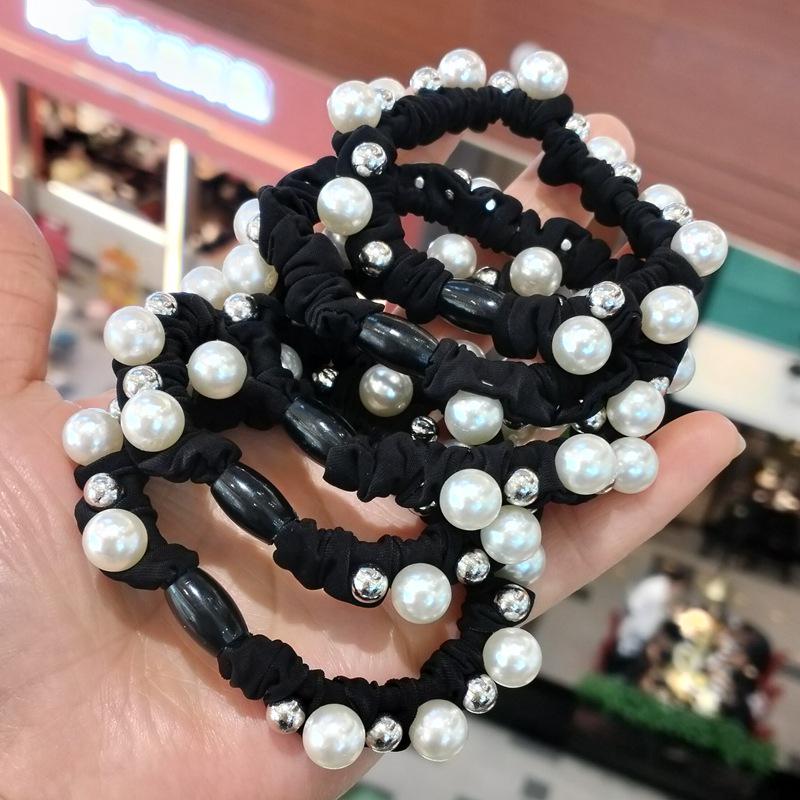 Korean Pearl Bracelet Hair Tie – Two-in-One Accessory, Gentle on Hair, Stylish Headwear & Rubber Band for Ponytails