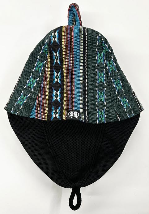 Green Mexican Quilt Meets Green Back Thick Next Generation Mesh Sauna Hat Handmade Original Product Unisex Loose Fit Mesh! 3-Layer