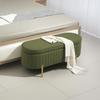 Storage Bench with Flip-Top Lid, Fabric Cover, Wood, Metal, Dark Green+Gold
