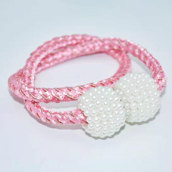 1 Pair Magnetic Curtain Tiebacks, Woven Rope Beaded Curtain Holders, Decorative Drapery Holdbacks for Living Room Bedroom