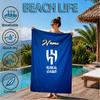 Custom Name Blue Hilal Crest Design Beach Towel Microfiber Beach Towel, Lightweight and Quick-Dry, for Summer Travel, Swimming Pool Gift