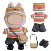 Plush Toy Outfit Set (15cm & 17cm) - Multicolor Combination - Includes Outfit, Hat, Shoes, and Mini Bag - Cute DIY Costume - Compatible with Labubu