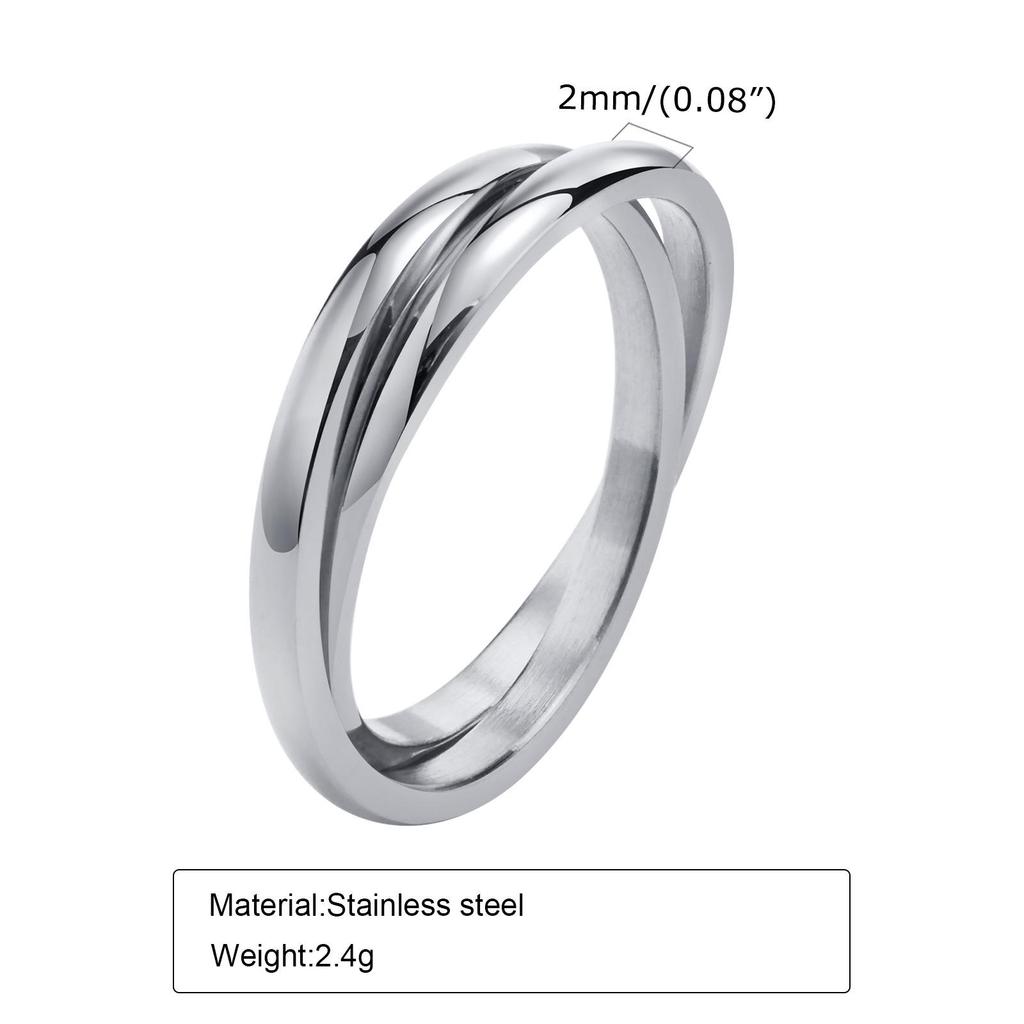 Tri-Color Titanium Steel Fashion Ring Set for Women - R-054