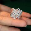 2023 Trendy Open Adjustable Full Diamond Hollow Ring for Women - High-End Internet Celebrity Style