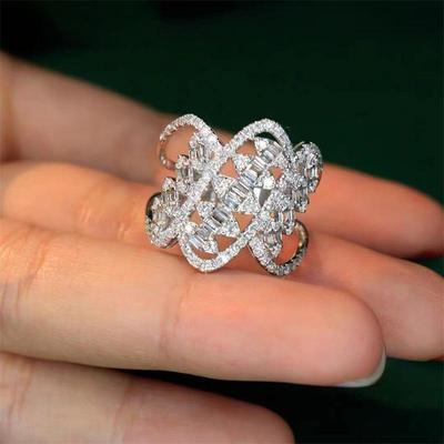 2023 Trendy Open Adjustable Full Diamond Hollow Ring for Women - High-End Internet Celebrity Style