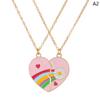 2Pcs Ins Style Heart Rainbow Stitching Necklace  Pendant Alloy Clavicle Chain For Children Best Friend Jewelry Gifts