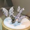 Sterling Silver Romantic Luxury White Zircon Three Butterfly Opening Ring For Women Party Wedding Jewelry Gift