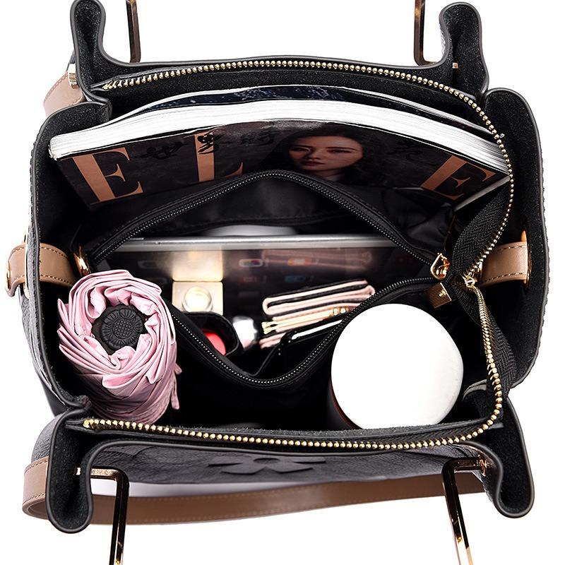 Handbag New Bag Women's High-end Sense Large-capacity Bucket Bag Fashion Embossed Child and Mother Tote Bag