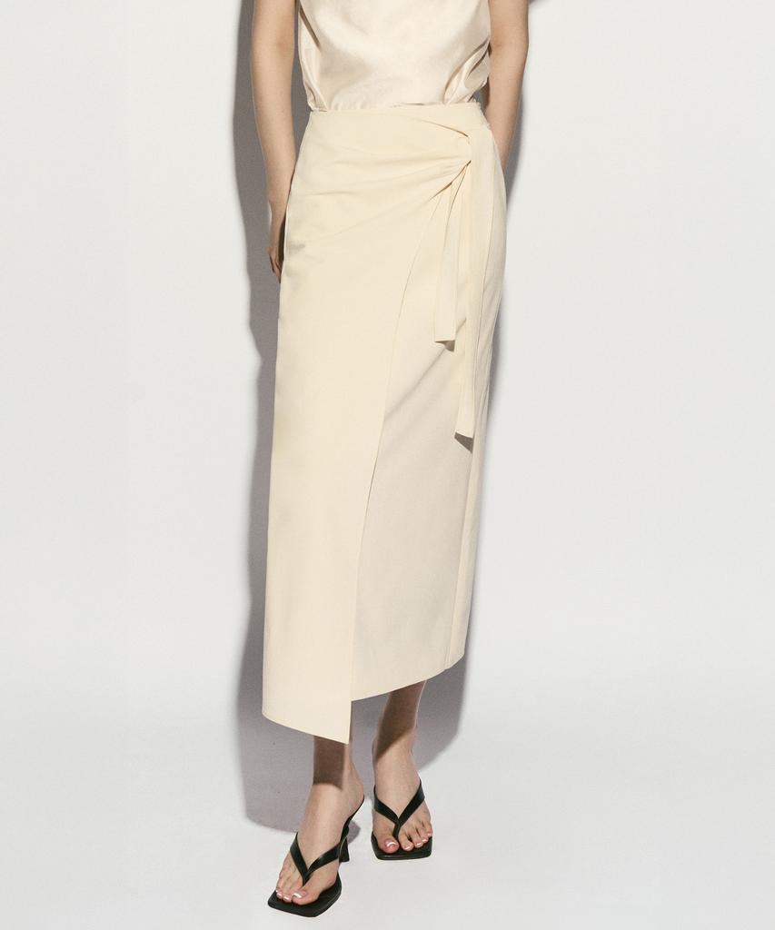 RE RHEE Asymmetric Hem Side Tie Skirt