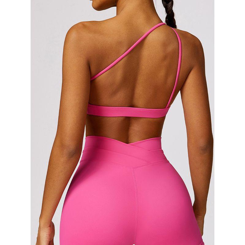 Oblique Shoulder Beauty Back Exercise Underwear Women's Bubble Wrap Push Up Sexy Yoga Jacket Outwear Open Back Fitness Vest Bra
