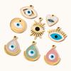 3pcs/Lot Enamel Hamsa Hand DIY Earrings Charms Heart Eye Neaclace Pendant Stainless Steel 14K Gold Color Jewelry Accessory