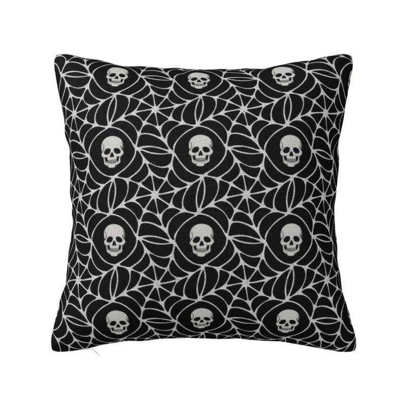 Custom Horror Skeleton Gothic Death Skull Cushion Covers 45x45cm Throw Pillow Case for Car Pillowcase Living Room Decoration