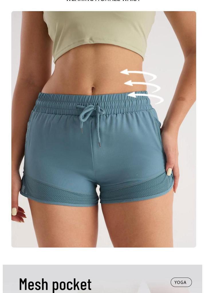 Women's Quick-Dry Mesh Yoga Shorts - Two-Piece, Anti-Exposure Design