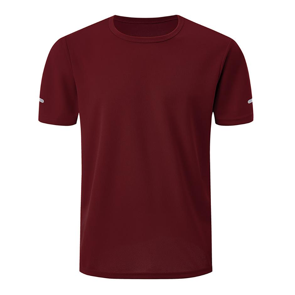 Letní pánské jednobarevné rychleschnoucí sportovní s krátkým rukávem volné běžecké turistické ležérní tričko módní