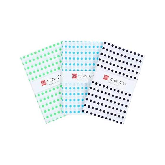 Komono Tenugui Bean Shibori Set B, Cut Edge, 3-Piece Set, 33x90cm, 100% Cotton, Nassen Printing, Bun-fabric, Made in Japan