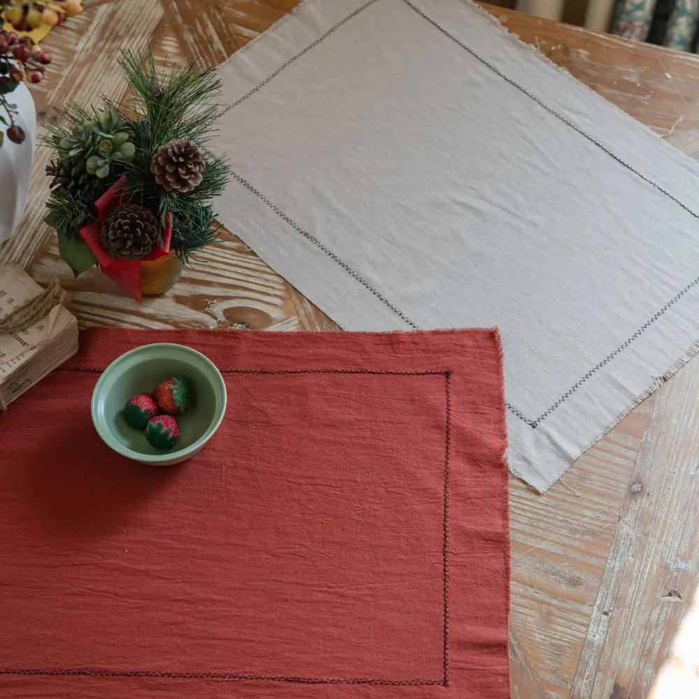 10PCS 30x45cm 100% Cotton Cloth Napkins Embroidered Tea Towel Versatile Handmade Washable for Dinner Wedding and Parties Decor