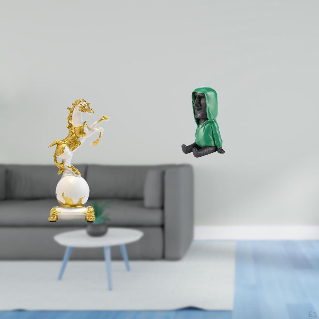 Modern Horse Moai Figurine Sculpture Collection for Bedroom Living Room Desk Centerpiece And Retro