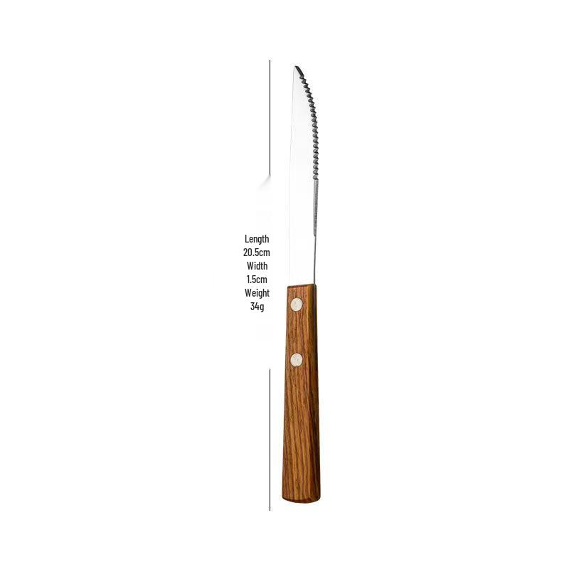 Japanese Korean Style Rosewood Handle Cutlery Set: 304 Stainless Steel Knife, Fork, and Spoon for Hotels and Restaurants