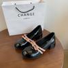 Black retro French thick high heel light mouth single shoes women's summer 2025 new with skirt versatile height increase Mary Jane shoes