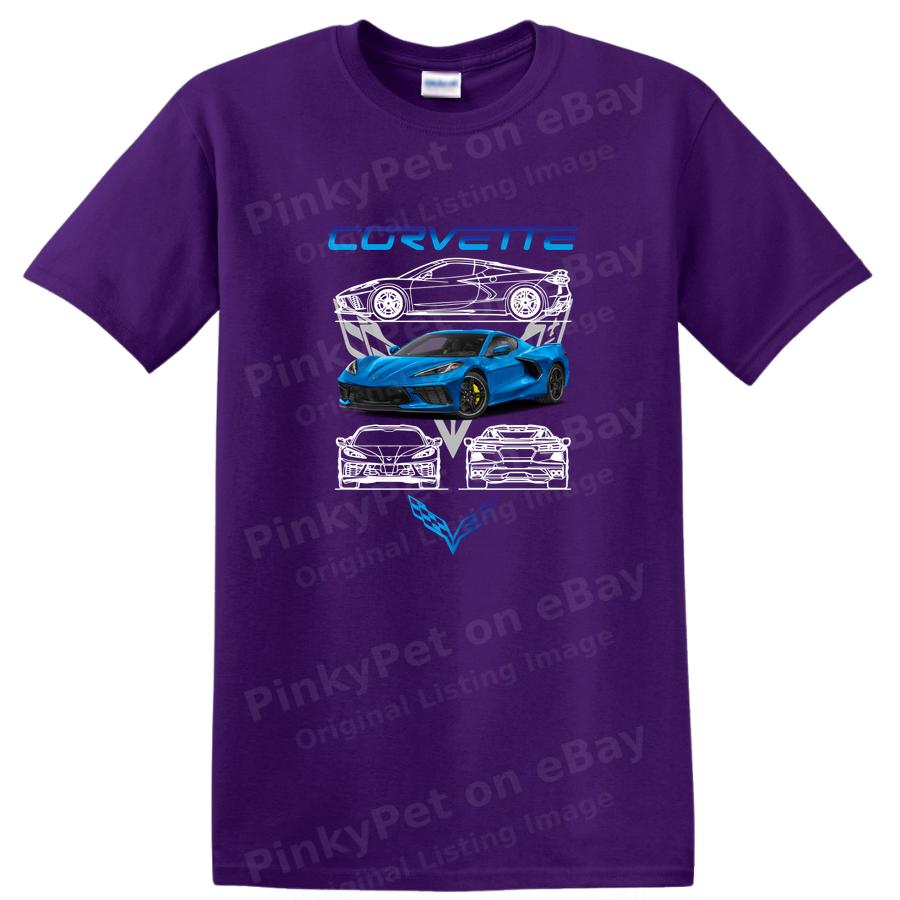 Corvette C8 Sports Car T Shirt Graphic Design Automotive Lover Cool Tee
