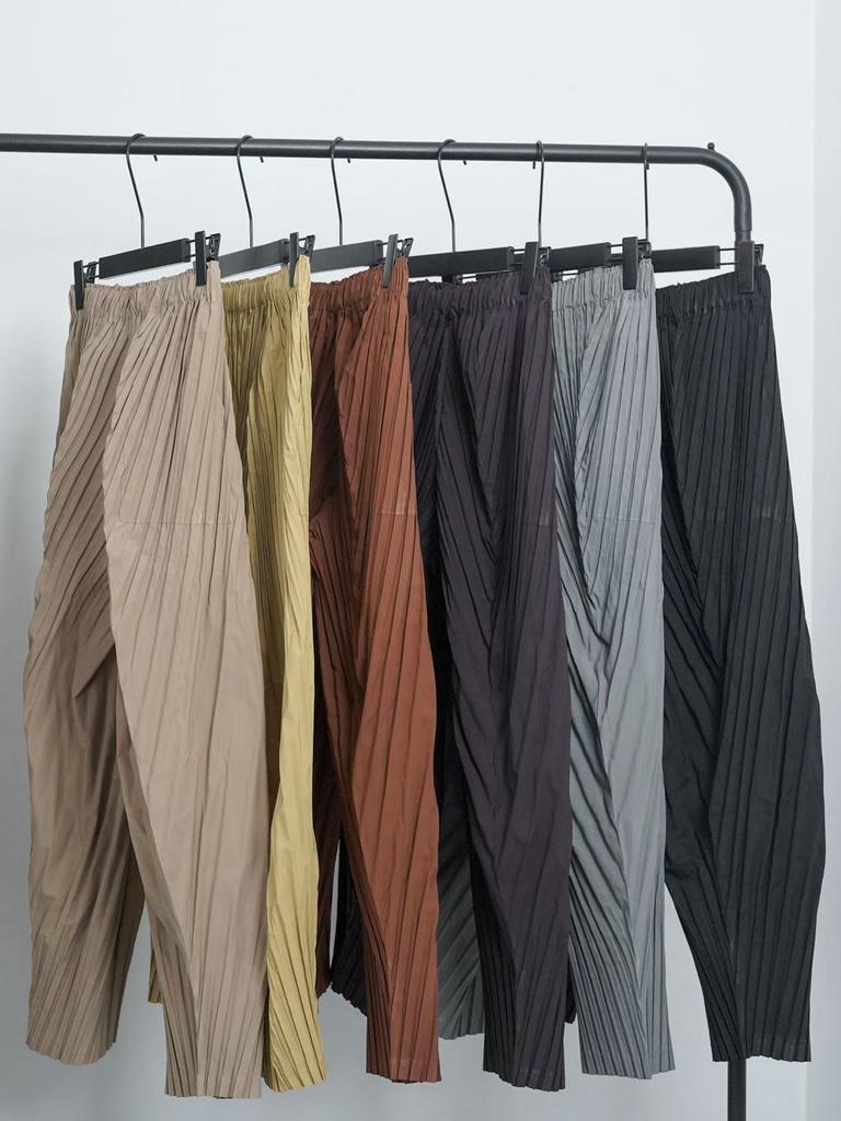 Miyake Women's Elastic Waist Pleated Harem Pants - Spring/Autumn Fashion Casual Lantern Style