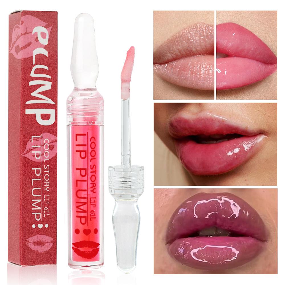 Lip Plumping Ampulle, kleines Lippenöl, feuchtigkeitsspendend, wasserdicht, feuchtigkeitsspendend, Samt, feuchtigkeitsspendend, transparent, sexy Lipgloss, Lippenöl, Make-up