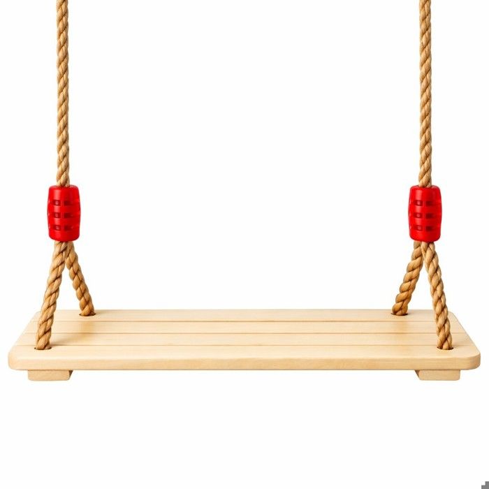 Balançoire enfant - GINGER HOME - Siège plat bois massif - Cordes solides - Charge 100 kg