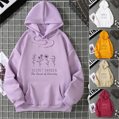 Flower Print Autumn and Winter Hooded Sweatshirt 6831