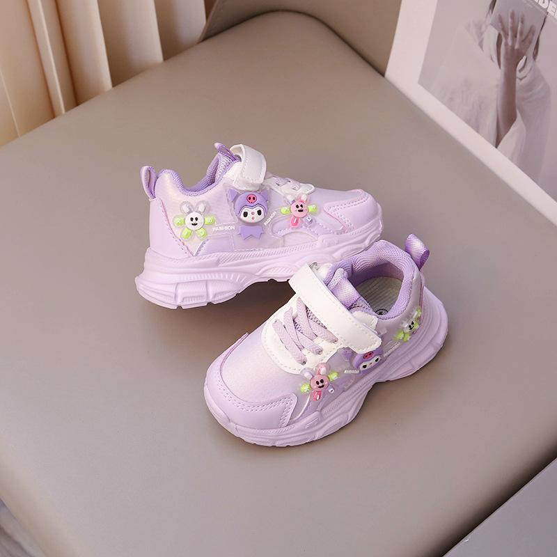 Baby girl sneakers girls light cartoon dad shoes spring and autumn flash classmates leather soft sole women's casual shoes