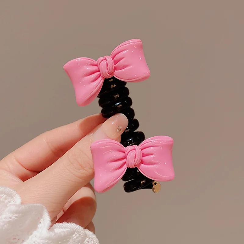 1PC New Lovely Beaded Big Flowers Elastic Spiral Hair Rope Head Rope Ponytail Hair Ring Rubber Band Headdress For Kids