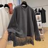 Women S Lace Long Sleeve T Shirt Loose Oversized Mid Length Base Top