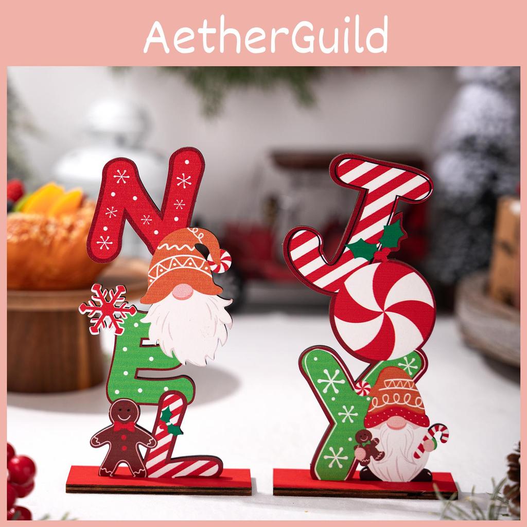 Gingerbread Man Wooden Christmas Decor With Colorful Letters For Decor Holiday