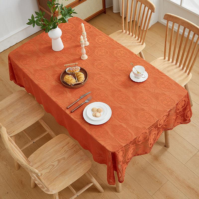 Light Luxury Pastoral White Lace Tablecloth Embroidered Cloth Round Table Square Table Rectangular Tablecloth Table Cloth