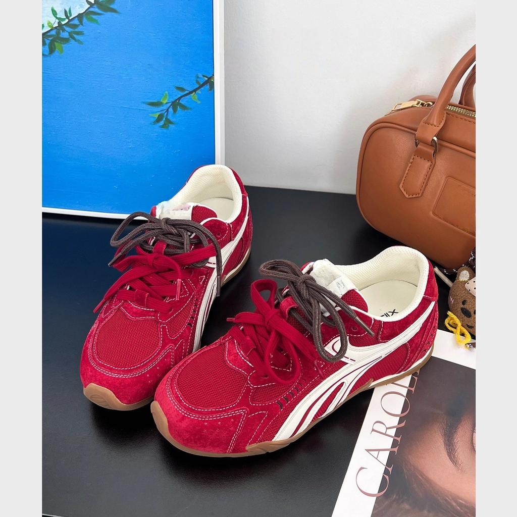 Korean mesh lace-up German training shoes for women's 2025 autumn new fashion versatile and comfortable sports and leisure retro board shoes